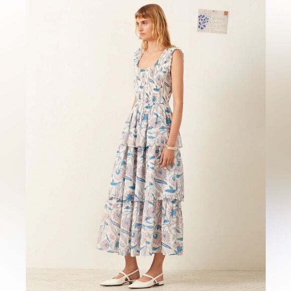 NEW Alix of Bohemia Erin Blue Valentine Midi Dress Medium - Picture 11 of 12